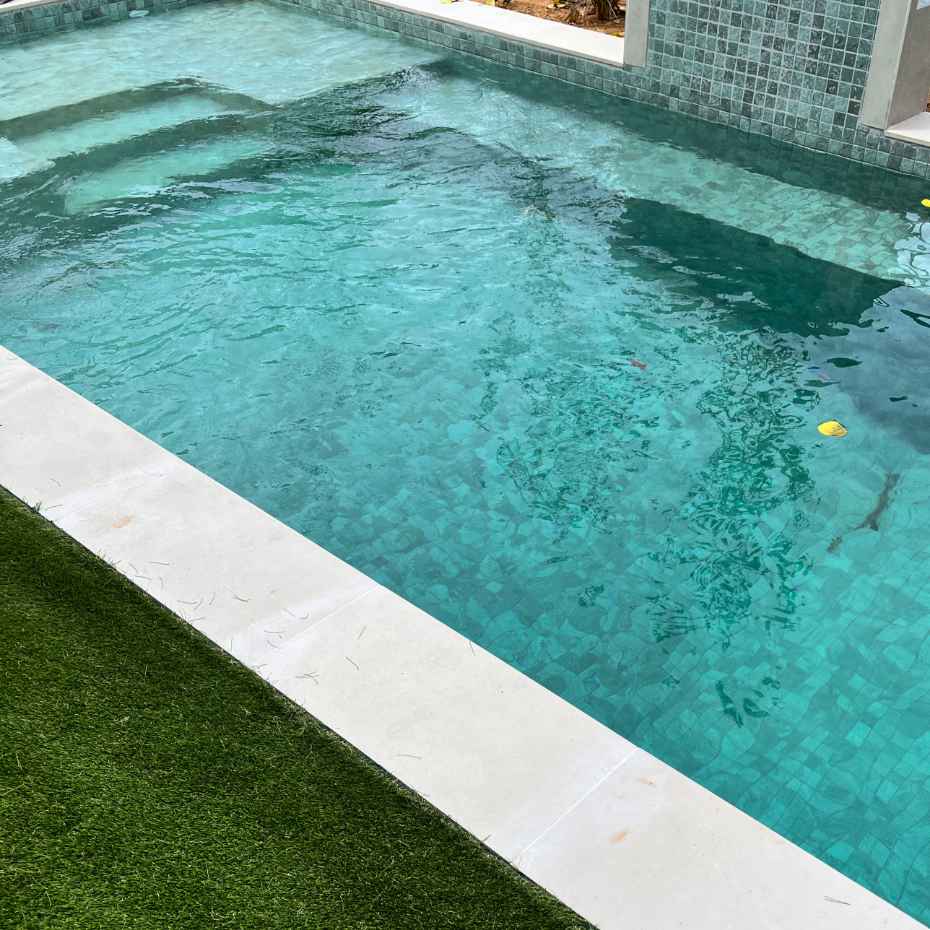 Swimming Pool with ECM Alpine Green 50x50 Mosaic Pool Tile