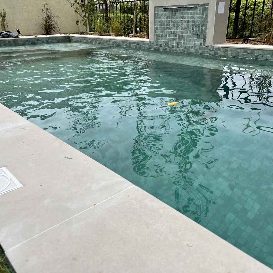 Swimming Pool With Alpine Green 50 X 50 Mosaic Pool Tile