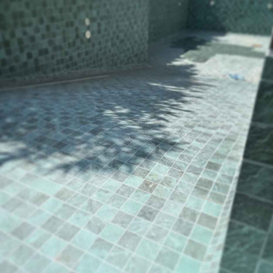 Pool under construction after Alpine Green 100 x 100 Mosaic Pool Tile