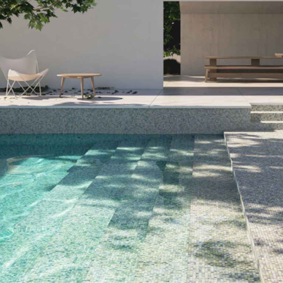 The Villa's Swimming Pool with Alpine Green 100x100 Mosaic Pool Tiles