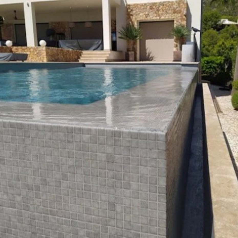 Corner View of a Villa's Swimming Pool with 401 Glass Mosaic Pool Tile