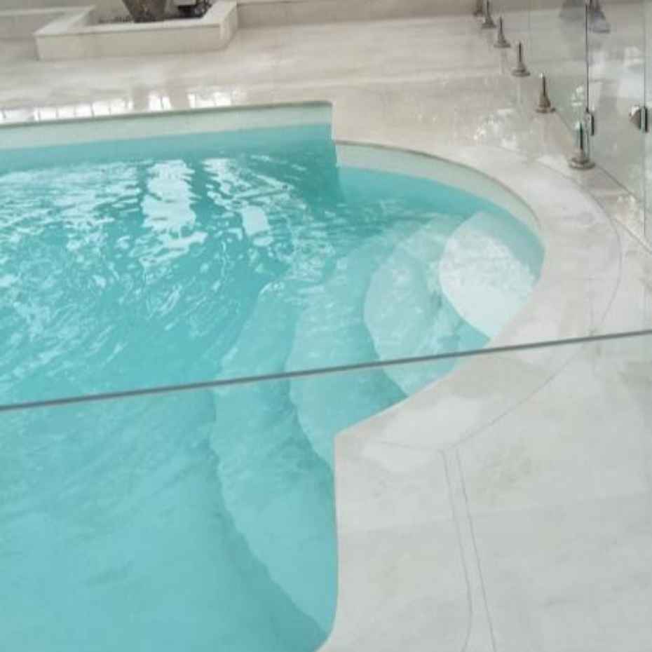 A Private Pool Made With 500 White Glass Mosaic Pool Tiles