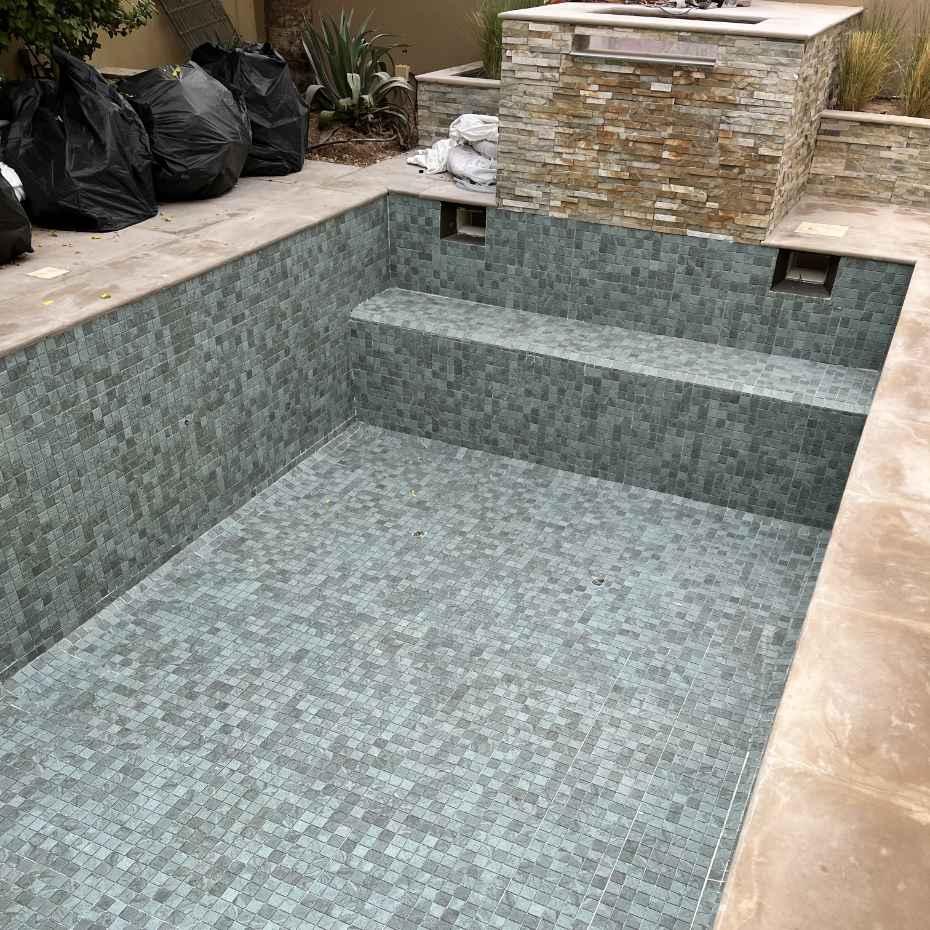 Pool Made With Alpine Green 50 X 50 Mosaic Swimming Pool Tile