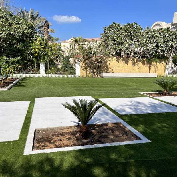 Outdoor Area of a Villa with Artificial Grass Carpet: The Ideal Solution for Artificial Grass in Dubai