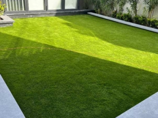 Elixir Synthetic grass installed outdoors at a villa.