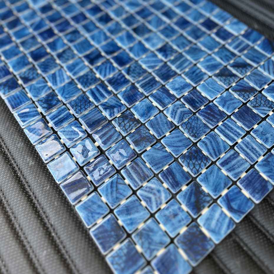 Close-up view of a Single EGM-Shark Glass Mosaic Pool Tile