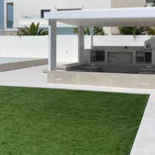 Outdoor of a Villa Area Enhanced with Elixir's Artificial Grass in Dubai, UAE
