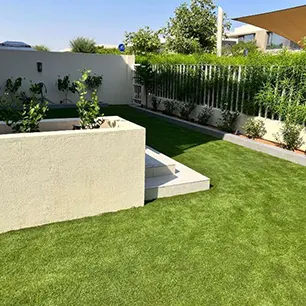 Artificial grass is used in the outdoor area